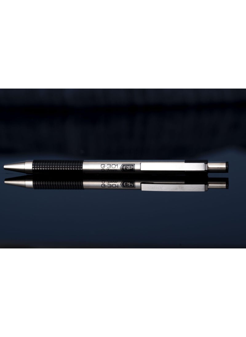 ZEBRA Zebra Pen G-301 Retractable Gel Ink Pen, Stainless Steel Barrel, Medium Point, 0.7mm, Black Ink, 2-Pack  - Image 4