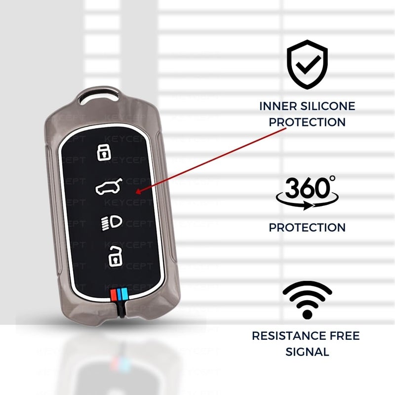 Keycept™ Metal Alloy Key Cover Compatible for Tata Curvv, Curvv EV 4 Button Smart Key (Cover). - Image 3