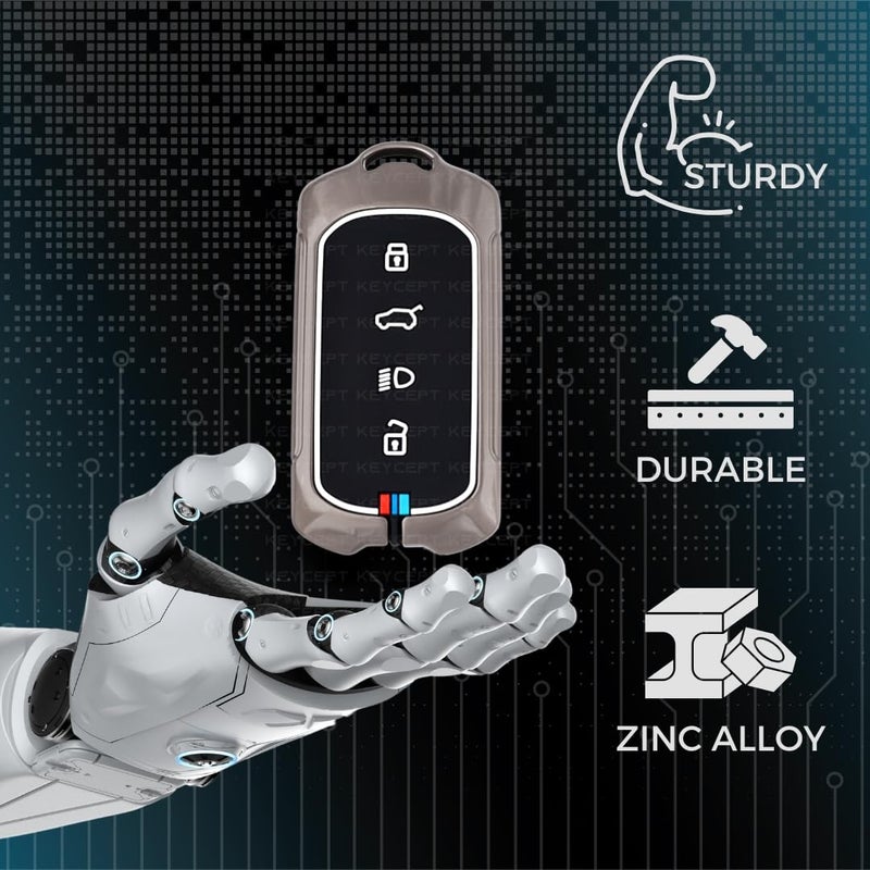 Keycept™ Metal Alloy Key Cover Compatible for Tata Curvv, Curvv EV 4 Button Smart Key (Cover). - Image 2