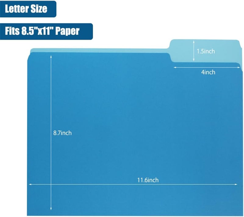 30 Pack File Folder Letter Size Colored File Folders Manila 1/3-Cut Tab Filing Folder for Documents Files Paper Organization, 5 Color - Image 2