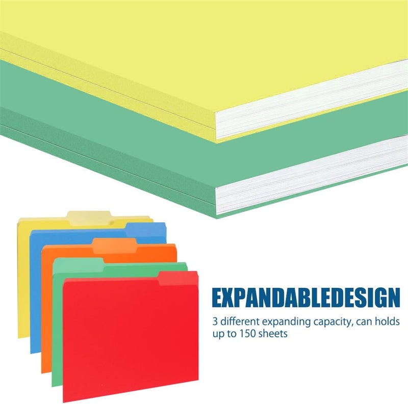 30 Pack File Folder Letter Size Colored File Folders Manila 1/3-Cut Tab Filing Folder for Documents Files Paper Organization, 5 Color - Image 5