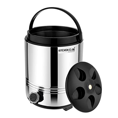 KITCHEN CLUE Stainless Steel Water Jug/Mayur Jug for Home Kitchen Office I Insulated Steel Water Jug 8 Liters, Silver I Hot Teal Flas/Jar/Containers with Leak Proof Tap I PUF Insulation I Durable - Image 1