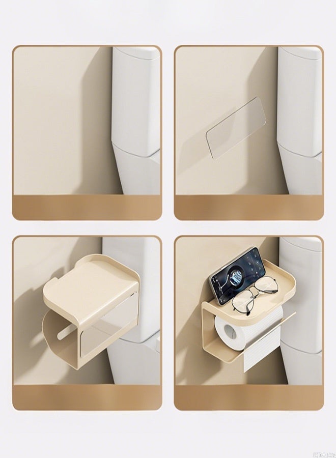 Reelyo Wall-Mounted Tissue Holder Punch-Free Tissue Dispenser Transparent Punch-Free Bathroom Toilet Paper Case Phone Rack Clear Tissue Storage  For Bathroom Living Room Bedroom  Office - Image 3