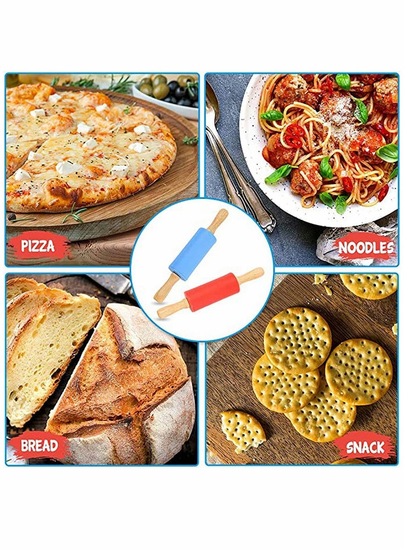 SYOSI 9 Inch Mini Rolling Pin, 2 Pcs Kids Rolling Pin Small Rolling Pin Handle Rolling Pin for Home Kitchen Children Cake - Image 3