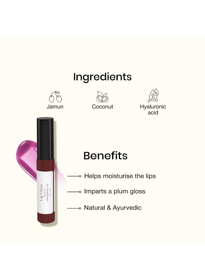 Sadhev Ayurvedic Jamun Lip Gloss With Hyaluronic Acid & Jamun | Soft Berry Glossy Shine | Hydrates, Plumps & Nourishes (5 ml) - Image 2