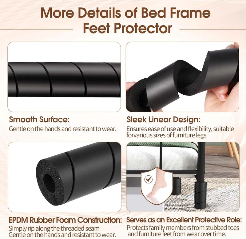Ickimee 4 Pack Bed Frame Toe Protectors – Cushioned Corner Guards for Bed Frame Legs, Prevents Toe Injuries, Non-Adhesive, 6" Feet Protectors for Hard Furniture Legs - Image 5