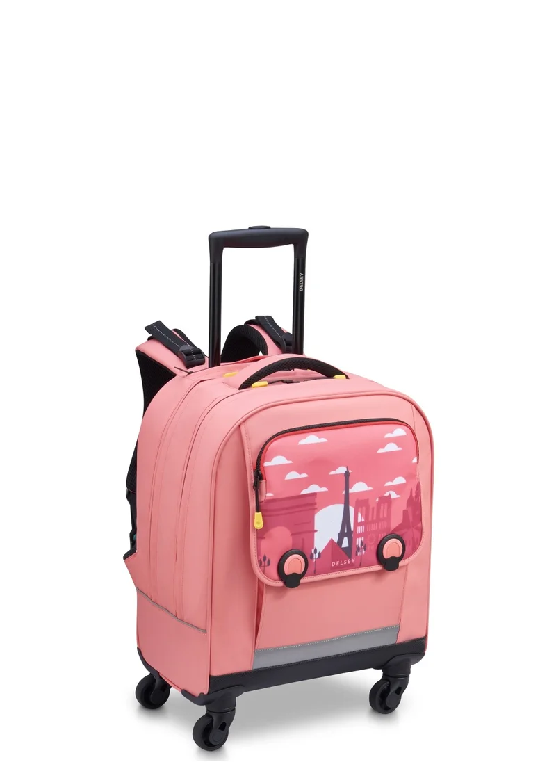 DELSEY Paris BTS 2023, 4 Wheel Vertical Backpack 15.6" - Pink Printing