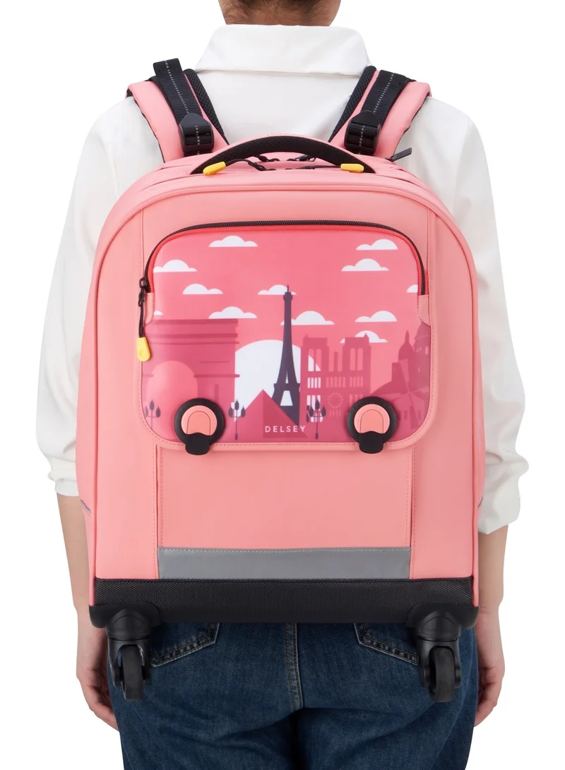 DELSEY Paris BTS 2023 4 Wheel Vertical Backpack 15.6" - Pink Printing