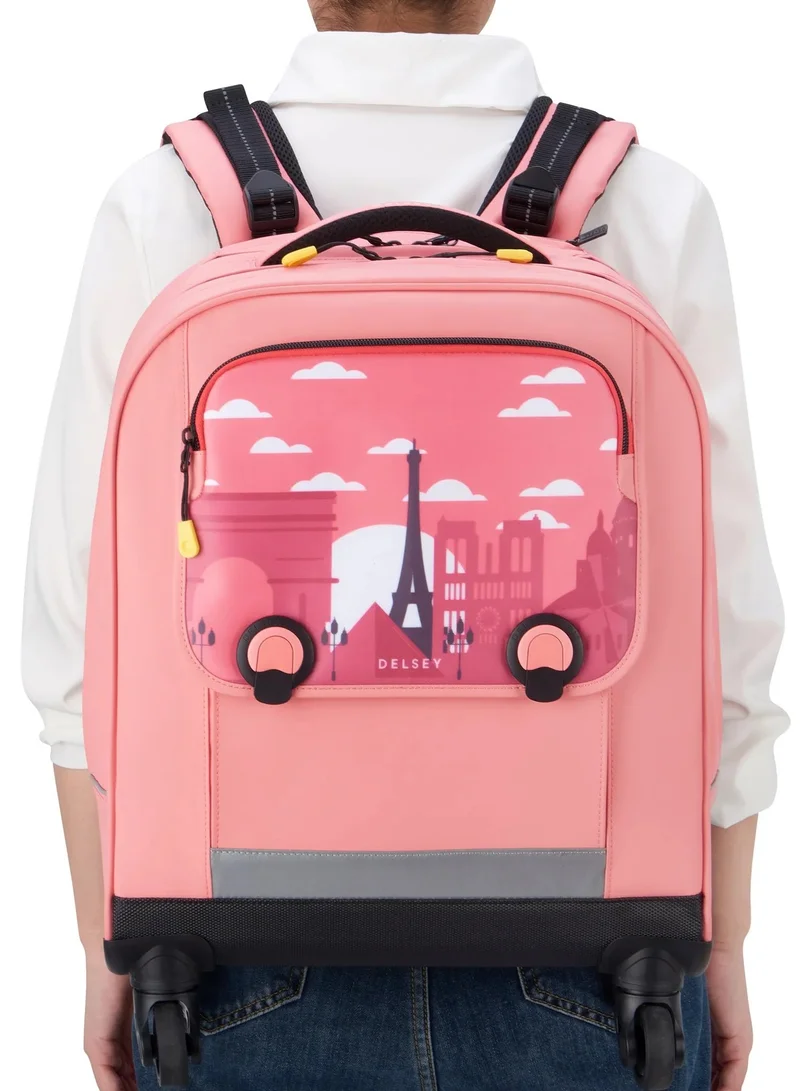 DELSEY Paris BTS 2023 - 4 Wheel Vertical Backpack Trolley 15.6'' - Pink Printing