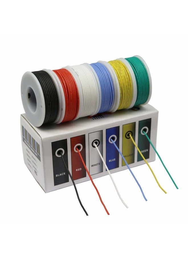 CBAZY ™ Hook up Wire Kit (Stranded Wire Kit) 30 Gauge Flexible Silicone Rubber Electric Wire 6 Colors 32.8 feet Each 30 AWG - Image 1