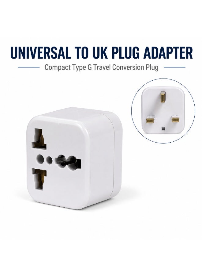 Universal to UK Plug Adapter, Compact 3-Pin Type G Travel Socket Converter for EU, US, AU and International Plugs, Portable White Power Adaptor for UAE, UK, Hong Kong and Travel - Image 3