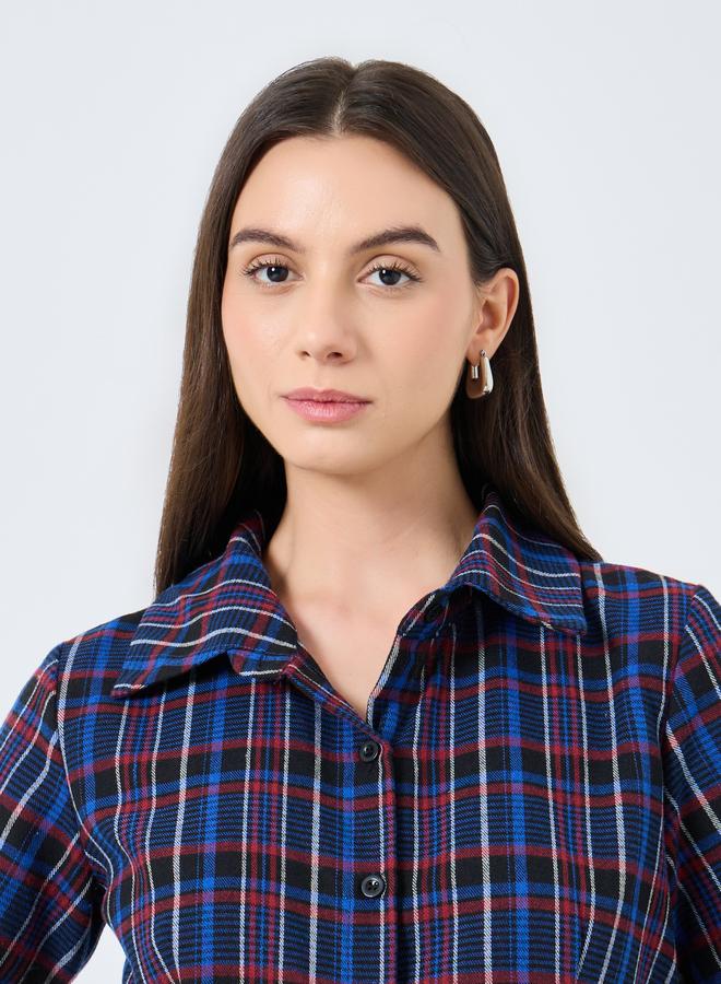 تايك تو بلوزة بطبعة مربعات وتفاصيل أزرار - Image 4