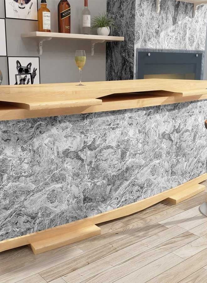 رَوَائِد ورق جدران ذاتي اللصق – ورق رخامي رمادي مقاوم للزيت والماء للمطبخ والحمام، ورق لاصق للأسطح والخزائن من PVC - Image 5