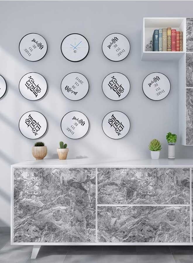 رَوَائِد ورق جدران ذاتي اللصق – ورق رخامي رمادي مقاوم للزيت والماء للمطبخ والحمام، ورق لاصق للأسطح والخزائن من PVC - Image 4