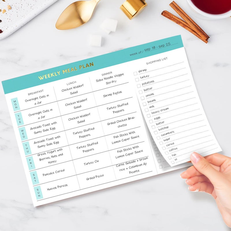 Sweetzer & Orange Weekly Meal Planner and Grocery List Magnetic Notepad. Pink 10x7” Meal Planning Pad with Tear Off Shopping List. Plan Weekly Menu Food for Weight Loss or Dinner List for Family! - Image 4