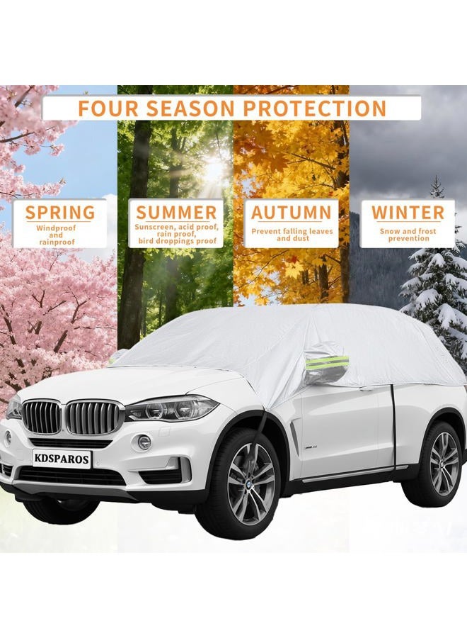 KDSPAROS Half Car Cover for Windshield Ice & Snow - Windshield Snow Cover with Hail Protector, All-Weather Car Cover Fit for Cars & SUVs with Reflective Straps (Sedan) - Image 2