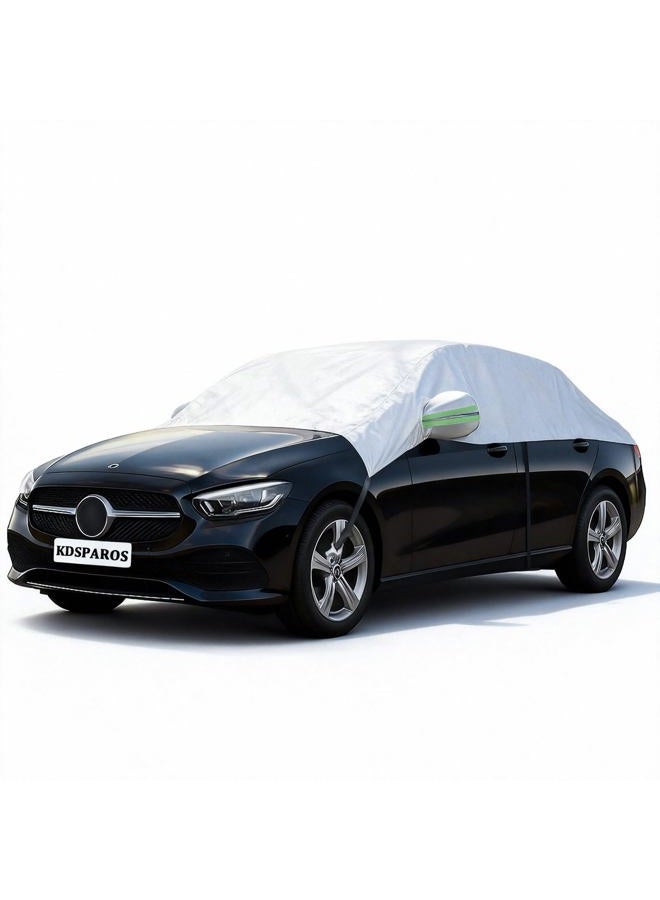 KDSPAROS Half Car Cover for Windshield Ice & Snow - Windshield Snow Cover with Hail Protector, All-Weather Car Cover Fit for Cars & SUVs with Reflective Straps (Sedan) - Image 1