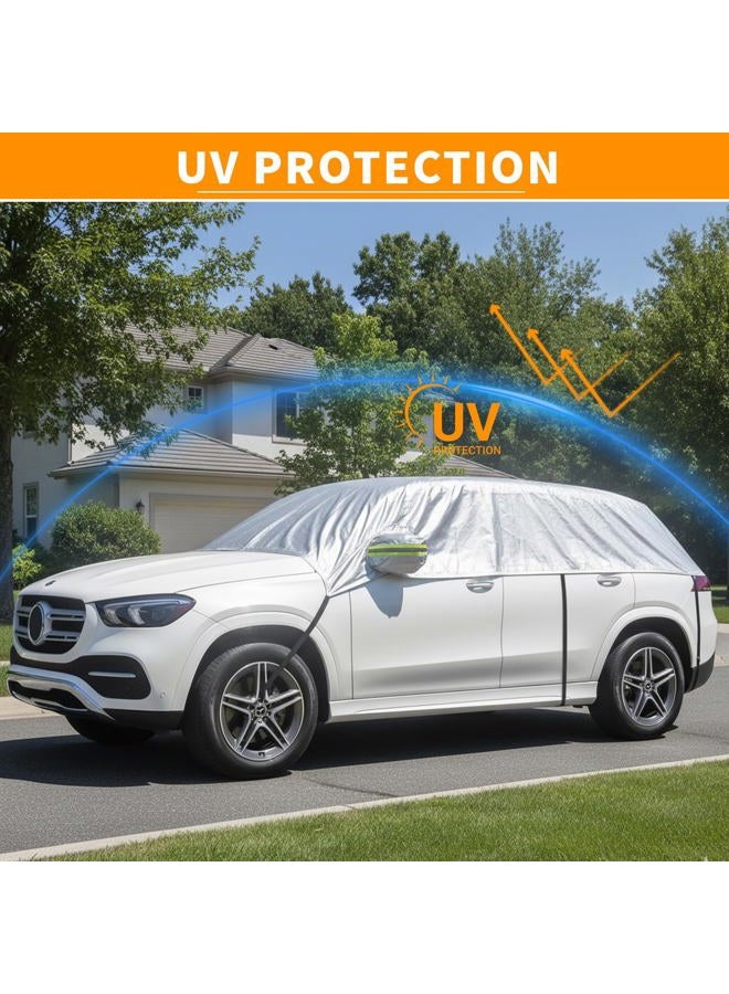 KDSPAROS Half Car Cover for Windshield Ice & Snow - Windshield Snow Cover with Hail Protector, All-Weather Car Cover Fit for Cars & SUVs with Reflective Straps (Sedan) - Image 3