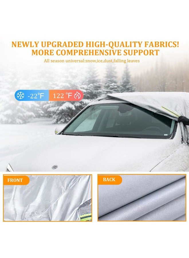 KDSPAROS Half Car Cover for Windshield Ice & Snow - Windshield Snow Cover with Hail Protector, All-Weather Car Cover Fit for Cars & SUVs with Reflective Straps (Sedan) - Image 4