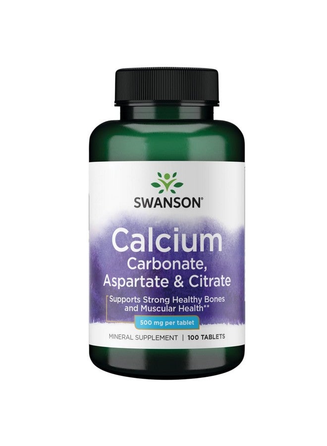 Swanson Calcium (Carbonate Aspartate & Citrate) 500 Milligrams 100 Tabs - Image 1