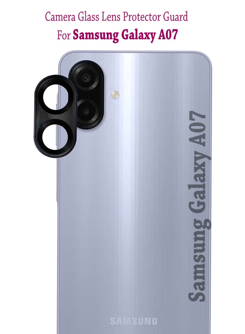 واقي عدسة كاميرا Samsung Galaxy A07، مقاوم للخدش، عالي الوضوح، فائق النحافة، مصنوع من الزجاج المقوى 9H، غطاء عدسة - أسود - Image 1
