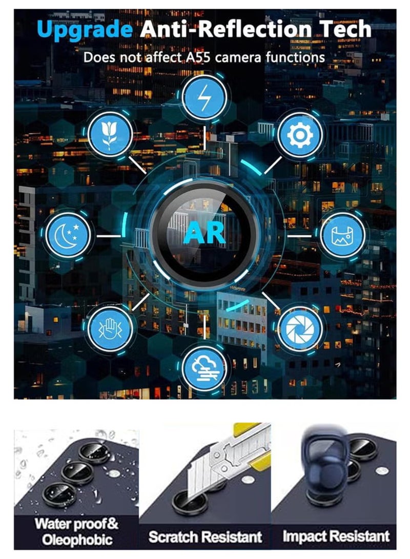 واقي عدسة كاميرا Samsung Galaxy A07، مقاوم للخدش، عالي الوضوح، فائق النحافة، مصنوع من الزجاج المقوى 9H، غطاء عدسة - أسود - Image 4