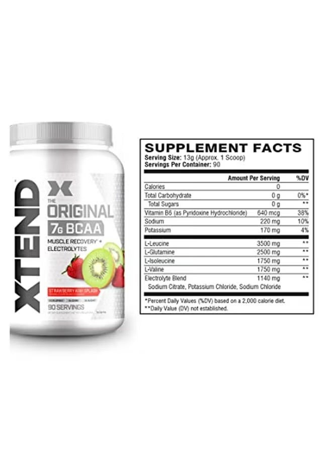 SCIVATION XTEND Original 7g BCAA Strawberry Kiwi Splash Zero Sugar Powder 30 Servings with Electrolytes - Image 3