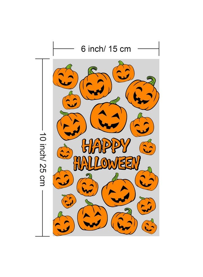 HESTYA 50 Counts 15 x 25 cm Flat Clear Cellophane Treat Bags Block Bottom Pumpkin Halloween Patterned Storage Bags Sweet Bags with 300 Pieces Twist Ties for Halloween Christmas Party Favor(Style D) - Image 3