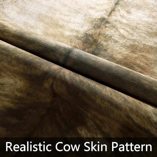 AROGAN Western Decor Faux Fur Cowhide Rug, 4.6 x 5.2 Feet Premium Animal Skin Cow Hide Rug, Sturdy Cow Print Rugs for Wall Decor, Western Floor Carpet for Bedroom Living Room, Brownish - Image 5
