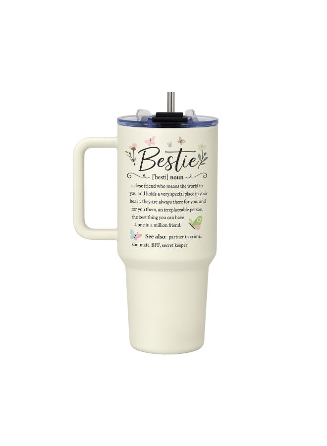 PRINTSHOP4ME Bestie Printed Tumbler Mug 1.2L With Handle,Lid&Straw|Double-Walled Insulated Stainless Steel|Reusable Gift Mug For Friend|Friendship Day Special  - Image 1