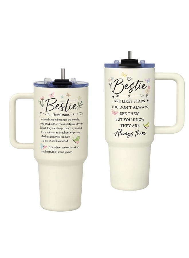 PRINTSHOP4ME Bestie Printed Tumbler Mug 1.2L With Handle,Lid&Straw|Double-Walled Insulated Stainless Steel|Reusable Gift Mug For Friend|Friendship Day Special  - Image 2