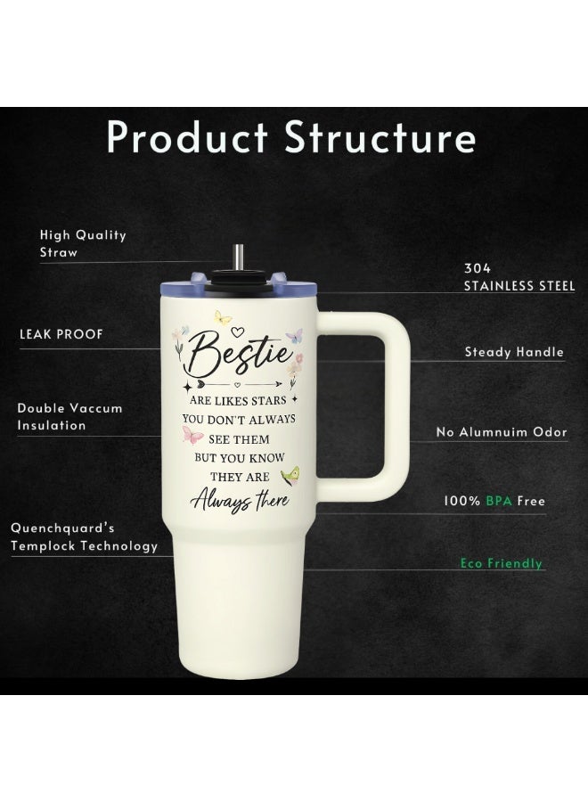 PRINTSHOP4ME Bestie Printed Tumbler Mug 1.2L With Handle,Lid&Straw|Double-Walled Insulated Stainless Steel|Reusable Gift Mug For Friend|Friendship Day Special  - Image 4