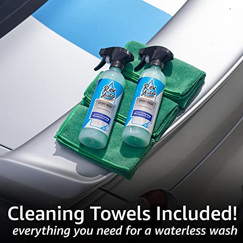 Rev Auto Waterless Car Wash Kit - Cleans Vehicles Without Water Source/Includes Two 16oz Waterless Wash Spray Cleaner and Microfiber Towels | Car Exterior Cleaner | No Rinse Car Wash Cleaning Spray - Image 5