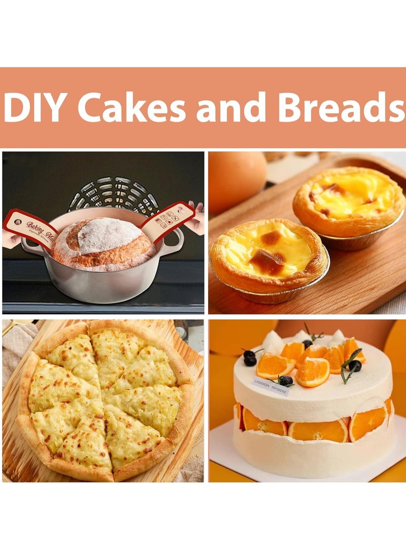 يلا جوي 2 عبوة حمالة خبز سيليكون لبطانة الفرن، حصيرة خبز سيليكون غير لاصقة وسهلة التنظيف وقابلة لإعادة الاستخدام مع مقابض طويلة، سهلة النقل للخبز المخمر (أحمر) - Image 3