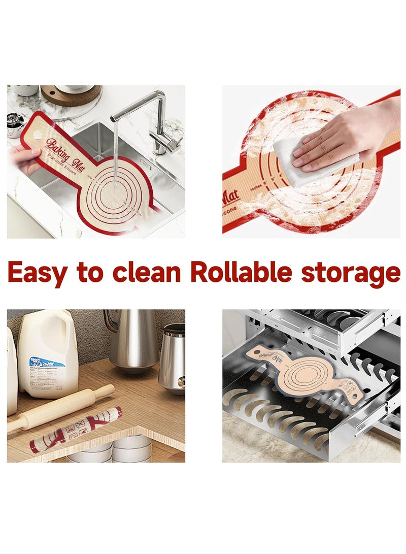 يلا جوي 2 عبوة حمالة خبز سيليكون لبطانة الفرن، حصيرة خبز سيليكون غير لاصقة وسهلة التنظيف وقابلة لإعادة الاستخدام مع مقابض طويلة، سهلة النقل للخبز المخمر (أحمر) - Image 2