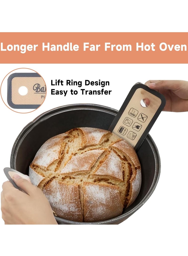 يلا جوي 2 عبوة حمالة خبز سيليكون لبطانة الفرن، حصيرة خبز سيليكون غير لاصقة وسهلة التنظيف وقابلة لإعادة الاستخدام مع مقابض طويلة، سهلة النقل للخبز المخمر (أحمر) - Image 4