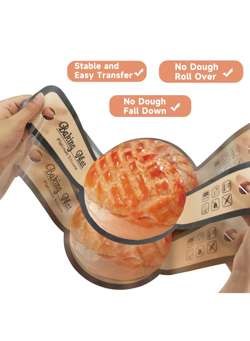 يلا جوي 2 عبوة حمالة خبز سيليكون لبطانة الفرن، حصيرة خبز سيليكون غير لاصقة وسهلة التنظيف وقابلة لإعادة الاستخدام مع مقابض طويلة، سهلة النقل للخبز المخمر (أحمر) - Image 5