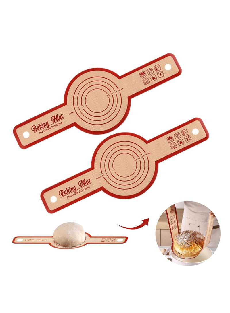 يلا جوي 2 عبوة حمالة خبز سيليكون لبطانة الفرن، حصيرة خبز سيليكون غير لاصقة وسهلة التنظيف وقابلة لإعادة الاستخدام مع مقابض طويلة، سهلة النقل للخبز المخمر (أحمر) - Image 1