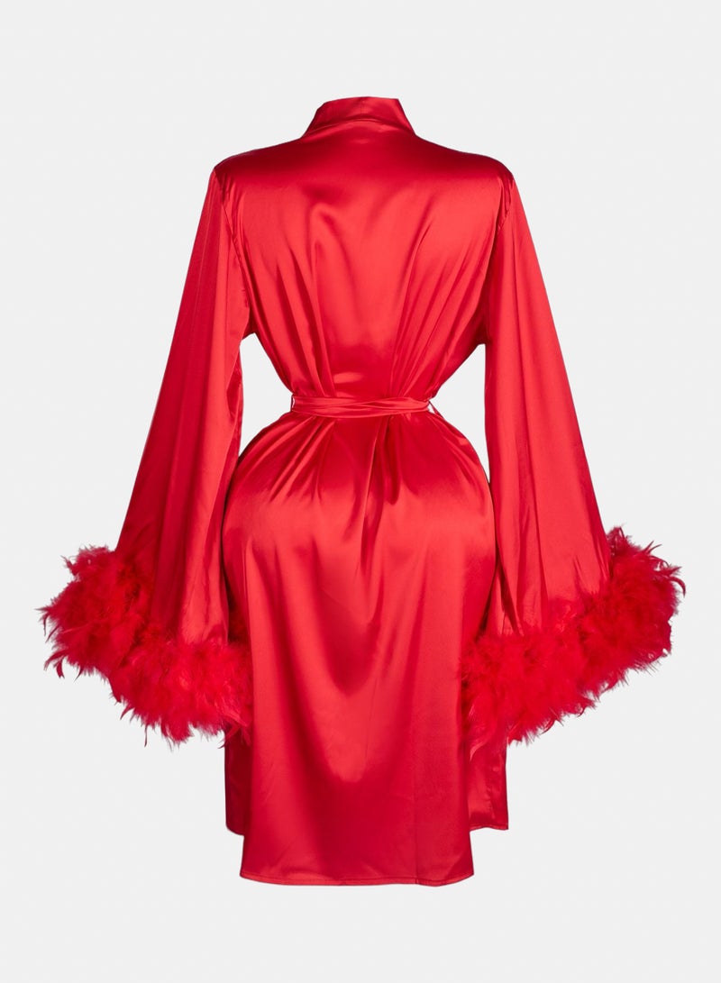 ELIF PAJAMAS Royal Garnet Feather Robe - Image 3