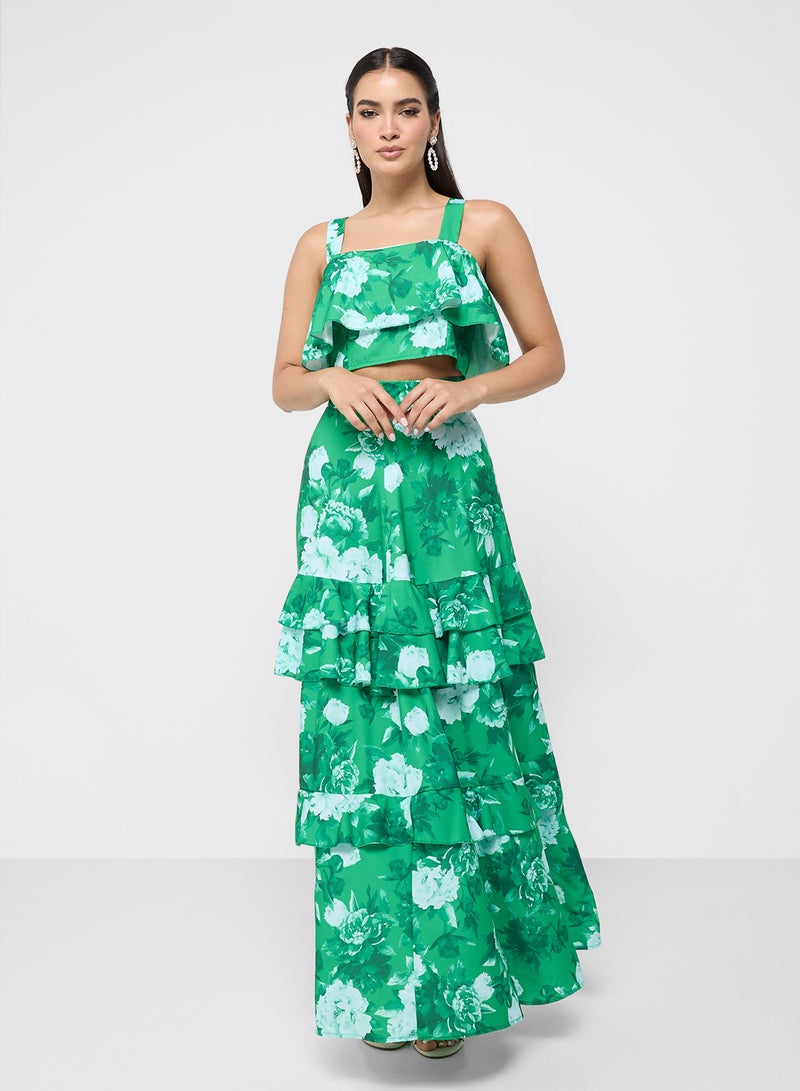 ELLA Floral Print Top & Skirt Set  - Image 1