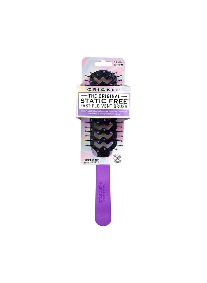 Cricket Static Free Fast Flo Color Vent Hair Brush For Blow Drying, Styling And Detangling For Long Short Thick Thin Curly Straight Wavy All Hair Types, Drama Queen (Purple)  - Image 2