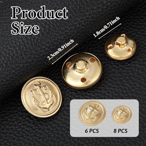 Ymapinc Gold Buttons, Ymapinc 14pcs Metal Gold Blazer Buttons Set 18mm 23mm Gold Buttons for Blazer Suit Coat Uniform Jacket Gold Blazer Buttons for Men Suits Buttons - Image 2