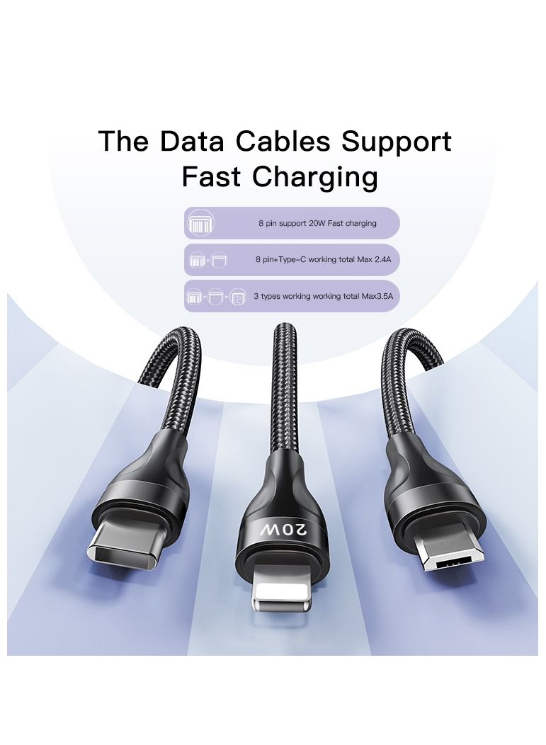 Yesido كابل بيانات USB من نوع C سريع الشحن 20 واط من سلسلة Yesido Flash II ثلاثي إلى رباعي - Image 2