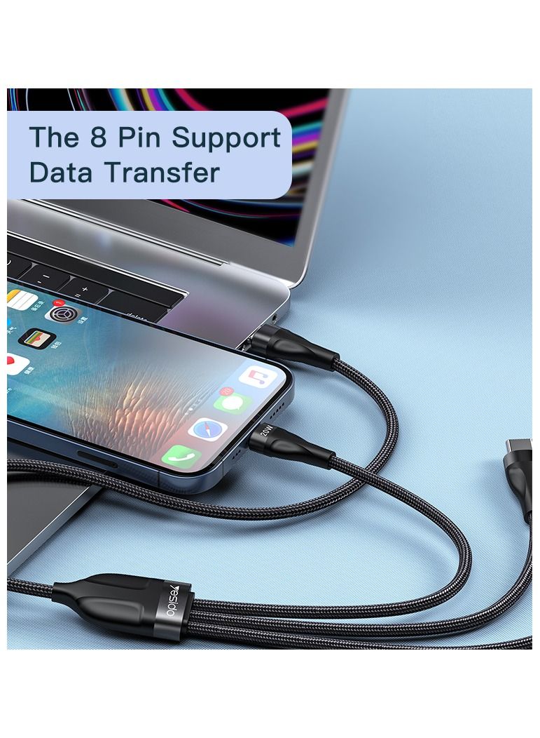 Yesido كابل بيانات USB من نوع C سريع الشحن 20 واط من سلسلة Yesido Flash II ثلاثي إلى رباعي - Image 5