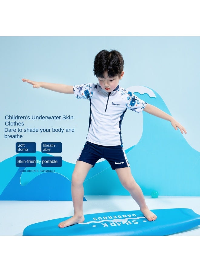Zuoxi Boys' Two-piece Swimsuit Set - 2025 Summer Kids & Youth Swimwear With Uv Protection Rash Guard Top - Image 2
