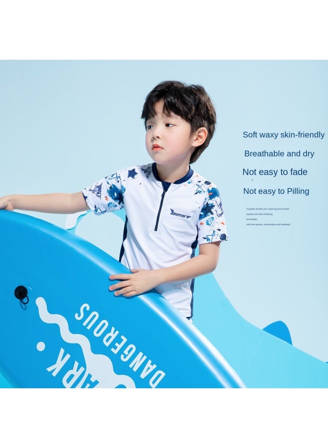 Zuoxi Boys' Two-piece Swimsuit Set - 2025 Summer Kids & Youth Swimwear With Uv Protection Rash Guard Top - Image 3