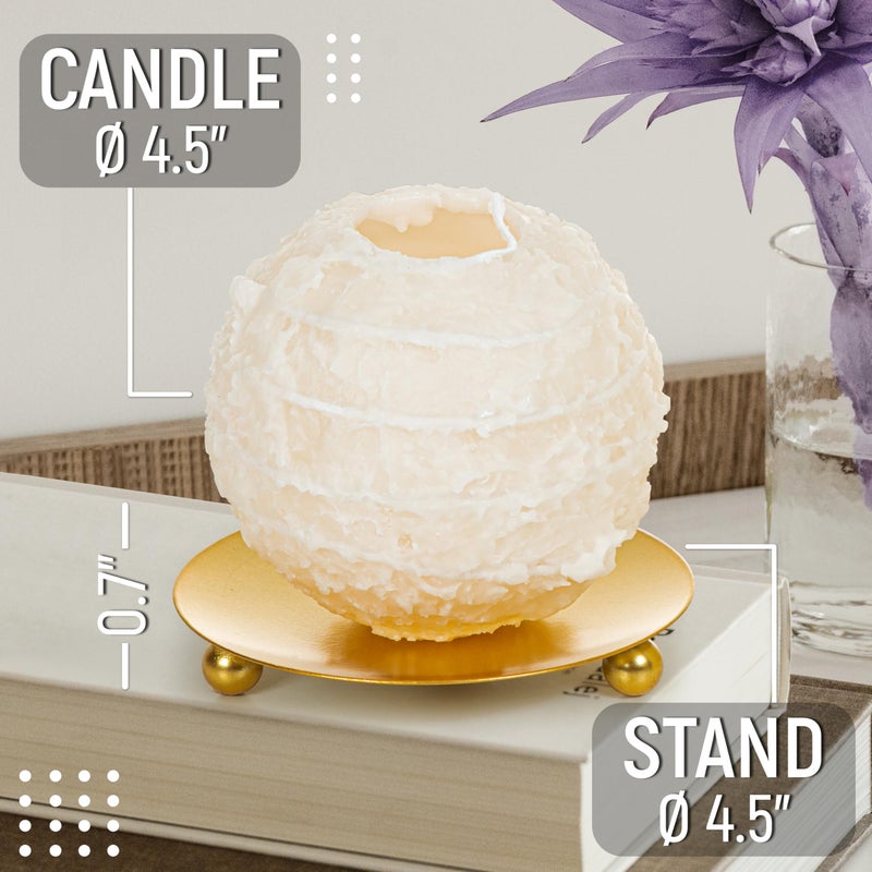 Granatan Spiral Beeswax Candle Unscented, 4.5" Beige Unique Hollow Sphere, 4h Burn, Soy & Mineral Wax, Gifts for Him Her Couple Valentineâ€™s Day, Cool Decorative Candle Gift for Home Decor, 10oz - Image 3