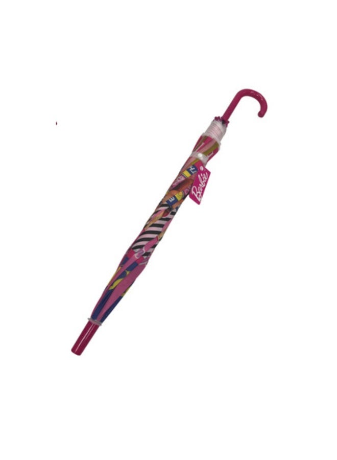 Barbie Kids Umbrella - Pink Manual Open Rain Umbrella with Curved Handle and Barbie Graphics-Age 3+ - Image 2
