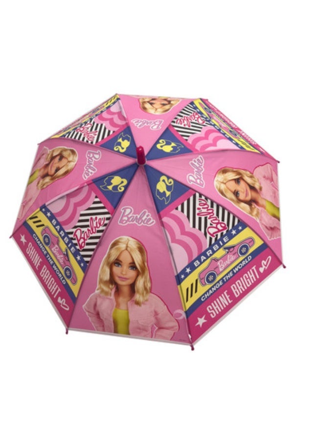 Barbie Kids Umbrella - Pink Manual Open Rain Umbrella with Curved Handle and Barbie Graphics-Age 3+ - Image 3