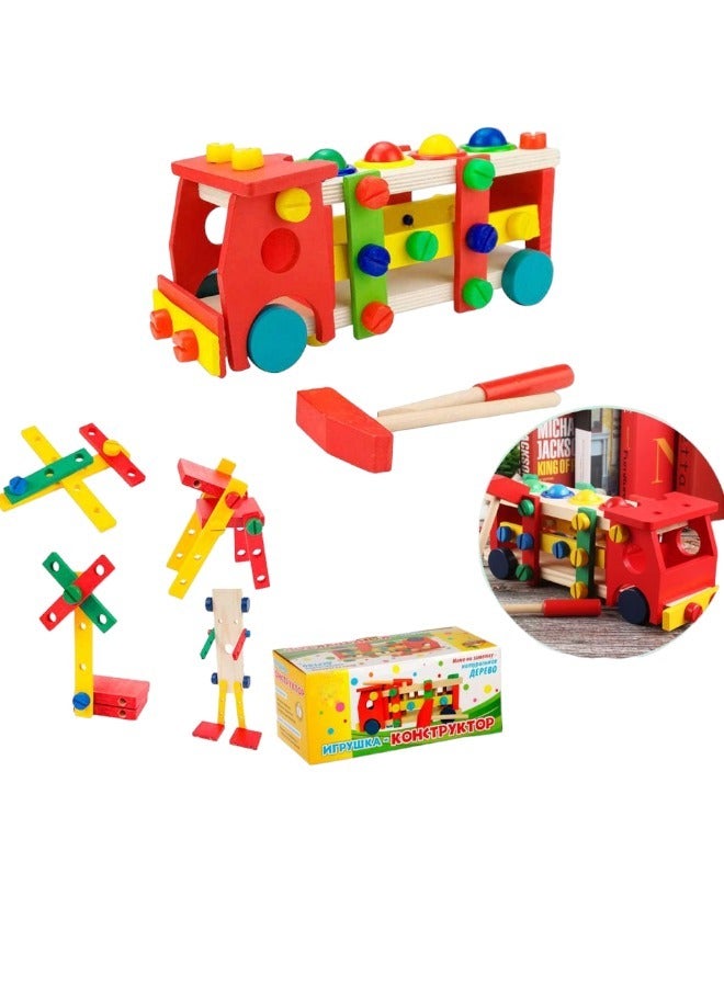 2In1 Diy Screw Car Vehicle Hammer Ball Reassembly Multi Function Building Block Play Set Toy For Kids